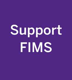 The words "Support FIMS" on a purple background