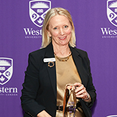 Susan Haigh, MLIS'87, accepts the award for Professional Achievement at the Western Alumni Awards of Merit.